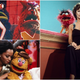 Clockwise from top left: Alice Cooper with the “School’s Out” monsters, Rita Moreno with Animal, and Diana Ross with Fozzie Bear